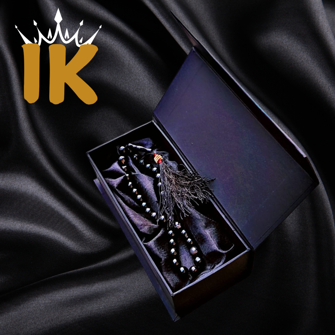 Black Aqeeq Stone Tasbih ( Khan Style ) with Free gift Box