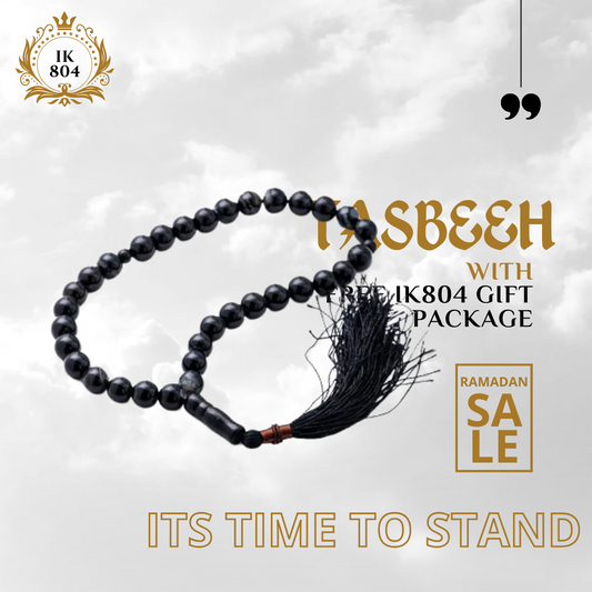 Black Aqeeq Stone Tasbih ( Khan Style ) with Free gift Box