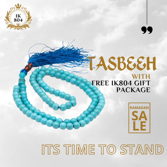 Blue Turquoise Stone Feroza 33 Beads 10mm Tasbih ( Khan Style )