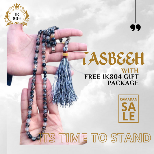 Grey Aqeeq Sulemani Stone 33 Beads 10mm Tasbih ( Khan Style )