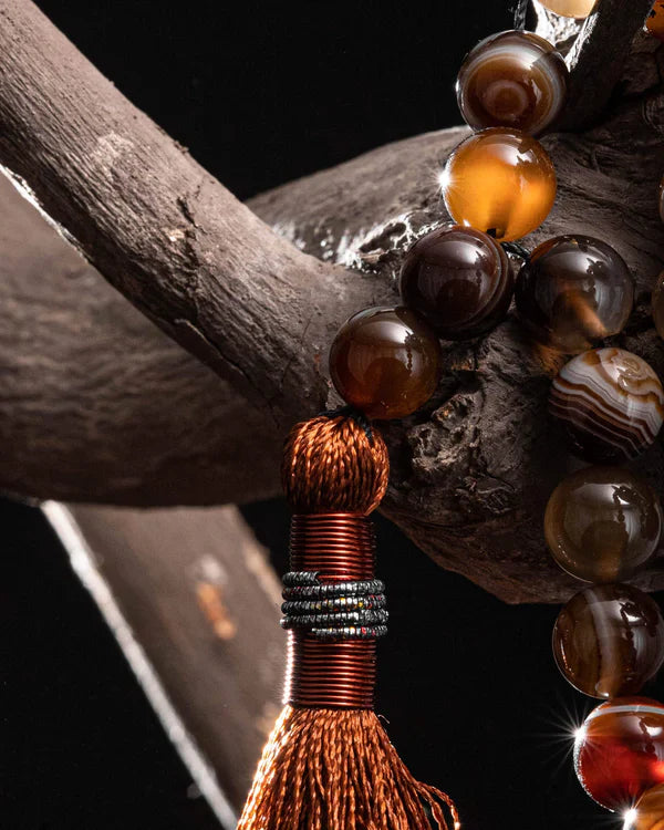 Brown Aqeeq Sulemani Stone 33 Beads 10mm Tasbih ( Khan Style )