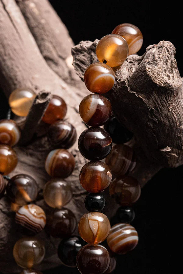 Brown Aqeeq Sulemani Stone 33 Beads 10mm Tasbih ( Khan Style )