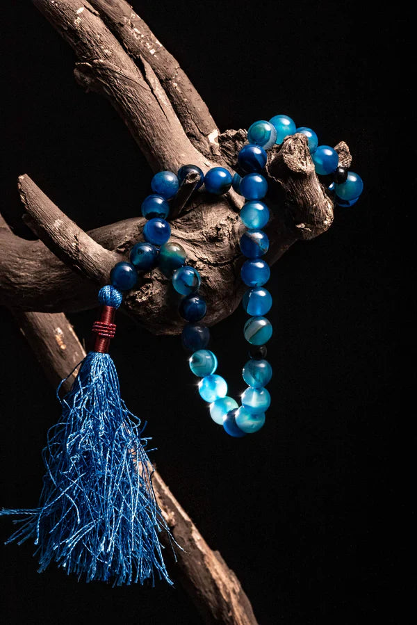 Turquoise Blue Aqeeq Sulemani Stone 33 Beads 10mm Tasbih ( Khan Style )