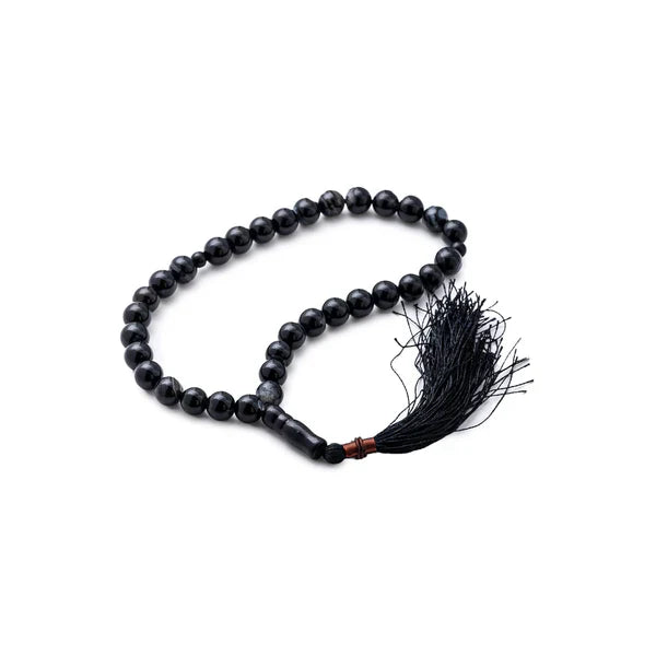 Black Aqeeq Stone Tasbih ( Khan Style ) with Free gift Box