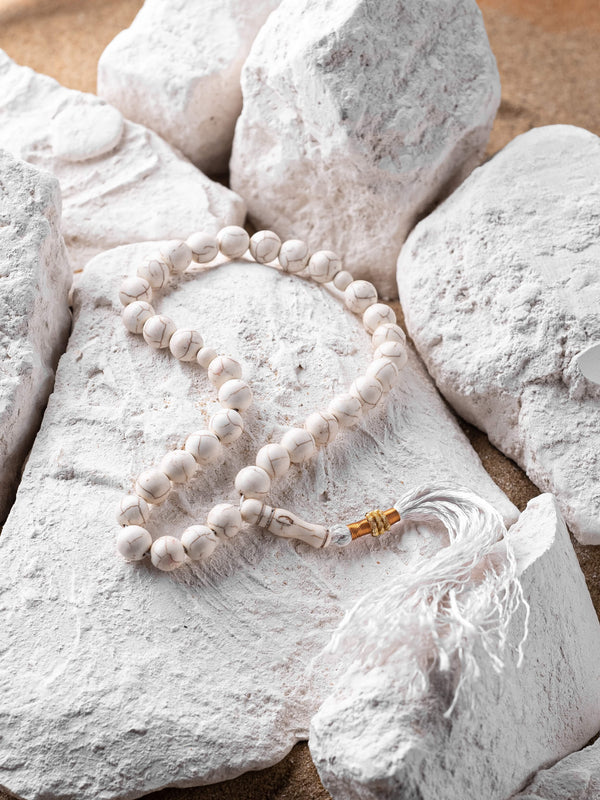 White Feroza Stone 33 Beads 10mm Tasbih ( Khan Style )