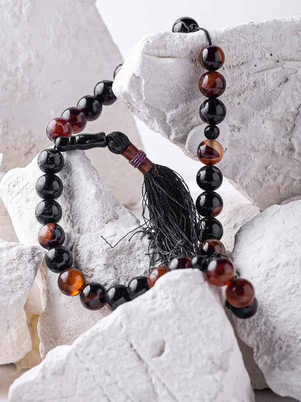 33 Beads Honey Aqeeq Stone (10mm 33 Beads) Tasbih ( Khan Style )
