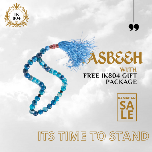 Turquoise Blue Aqeeq Sulemani Stone 33 Beads 10mm Tasbih ( Khan Style )