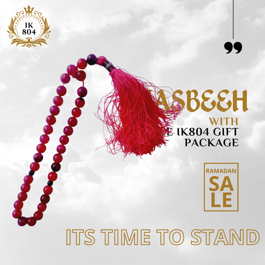 Light Red Aqeeq Stone Tasbih ( Khan Style )